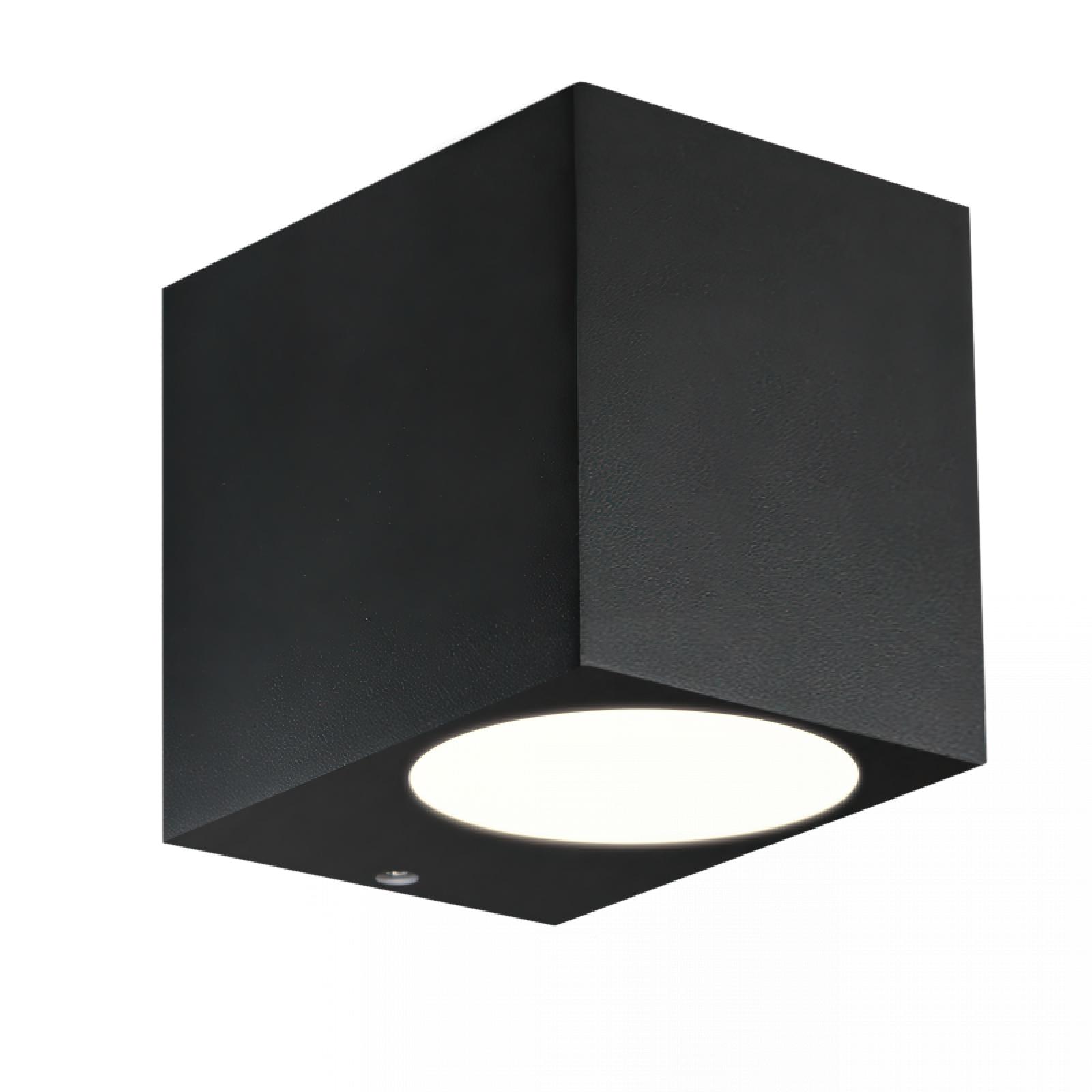  LED Wandleuchte schwarz eckig quadratisch Glas 1-flammig Schrauben & Dübeln IP44 1,2W LED Lichtfarbe warmweiß GU10 230V